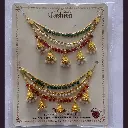 Gold Finish Tricolor Pearl Jhumki Kanchain – Elegant Traditional Anklet2.webp