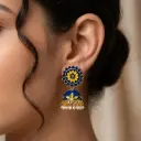 Jhumka Earrings – Bright Floral Enamel Design with Pearl Drop