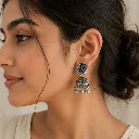 Oxidised Silver Jhumka Earrings Traditional Indian Design
